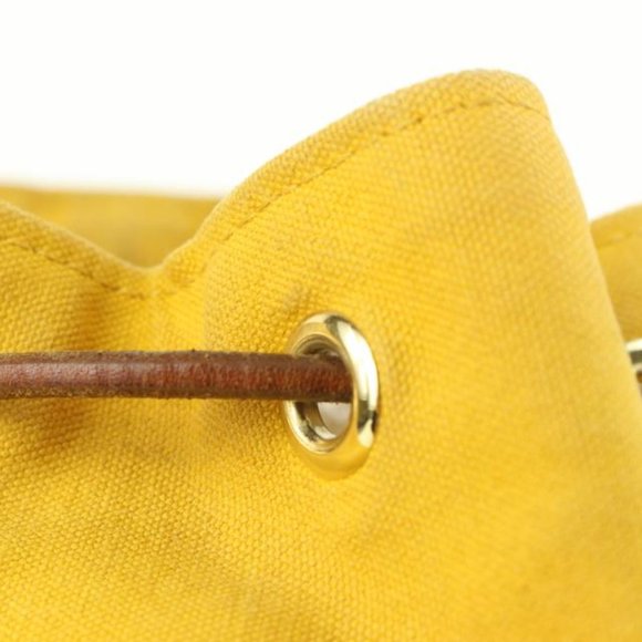 Hermès Yellow Canvas Sac Polochon Mimile Drawstring Backpack 913her18 - Picture 12 of 12